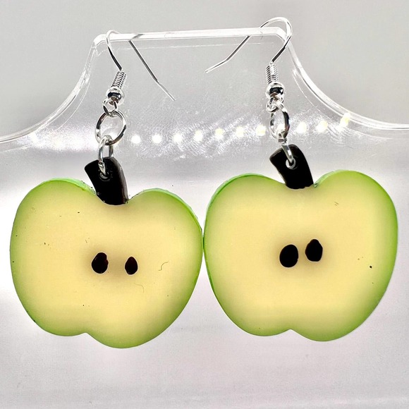 Apple Slice Earrings - Teacher Earrings - School Earrings - Summer Fruit Earring - Picture 3 of 10